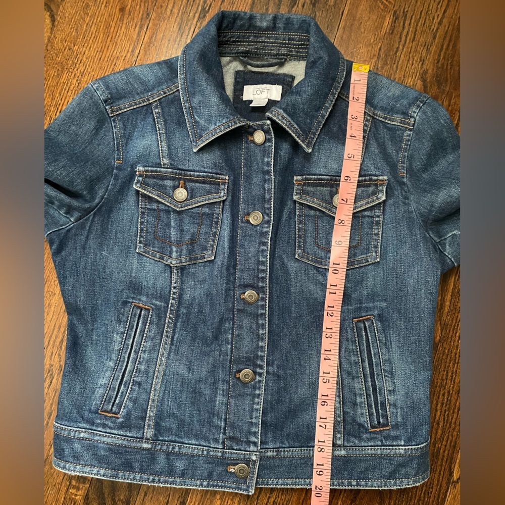Loft- Denim Jacket Button Down Medium Dark Wash S… - image 4